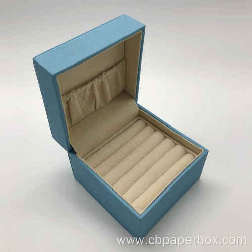Blue PU Leather Box For Jewelry Set Packing